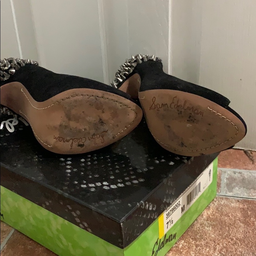 Sam Wdelman S-Lorissa Black Suede Heels - Picture 4 of 8